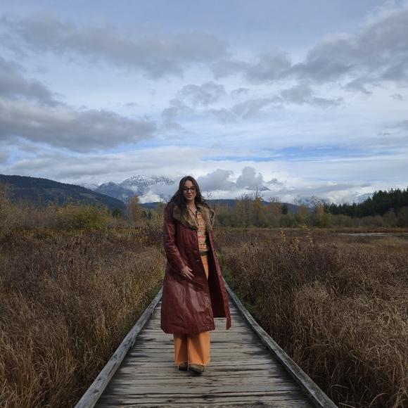 Vintage Genuine Leather & Fur Penny Lane Trench Coat - Picture 2 of 8